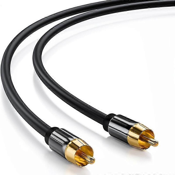 Cablu audio coaxial RCA, 1m, 24K conector, protectie TPE, 6.0mm