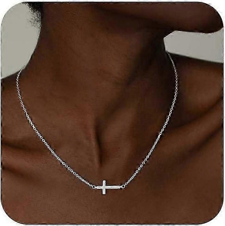 Colier cu cruce pentru femei, 14K aurit, 16"+2" cu extensie, ambalaj cadou