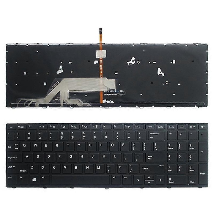 Laptop billentyűzet háttérvilágítással, US Verzió, teljes kompatibilitás