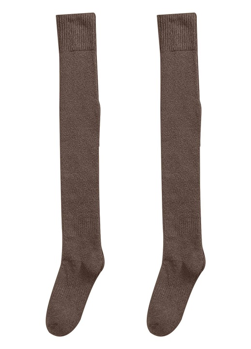 Női zokni, hosszú, meleg, rugalmas, barna, 55cm, 34-40 EU