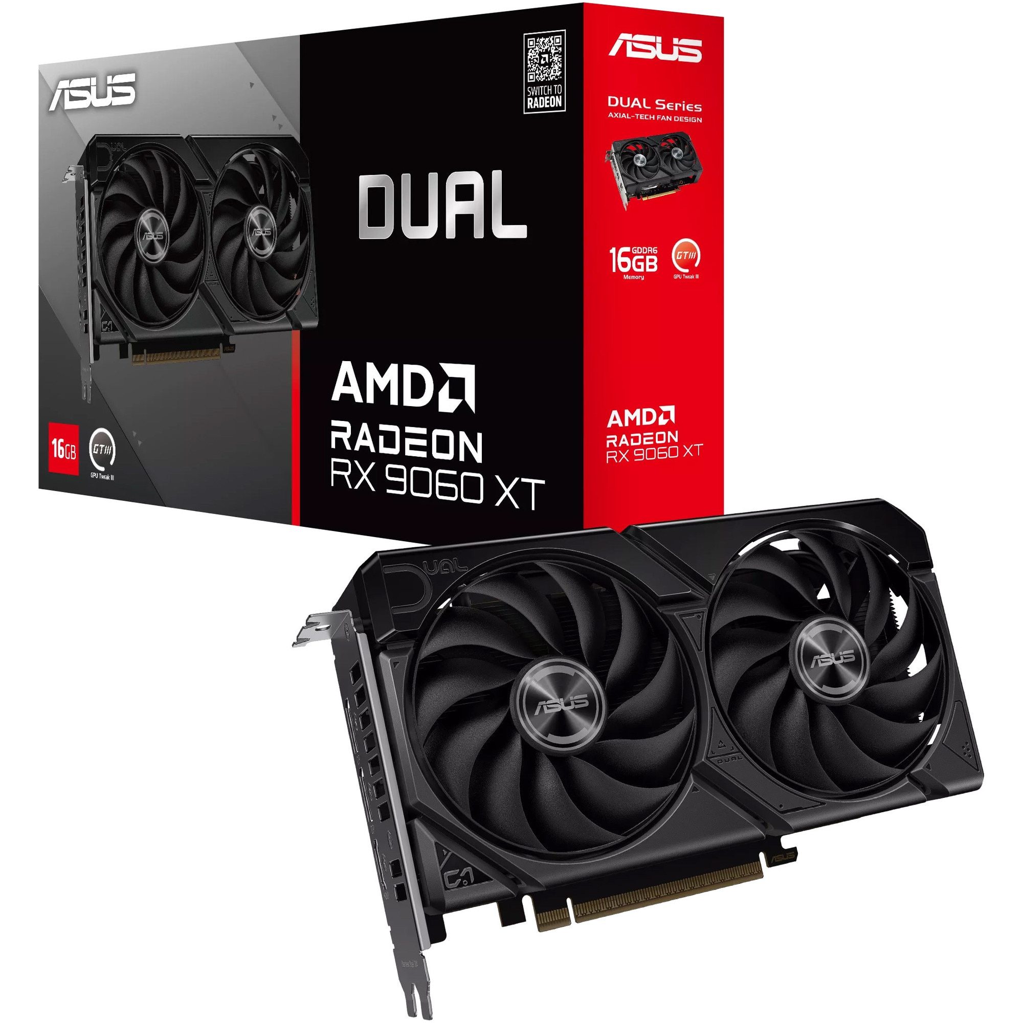 Placa video ASUS Dual Radeon™ RX 9060 XT, 16GB GDDR6, 256-bit