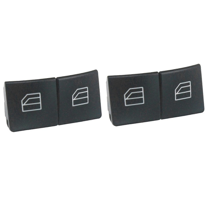 Set 4 Capace Butoane Comutator Geam pentru W204 W212, Negru, ABS