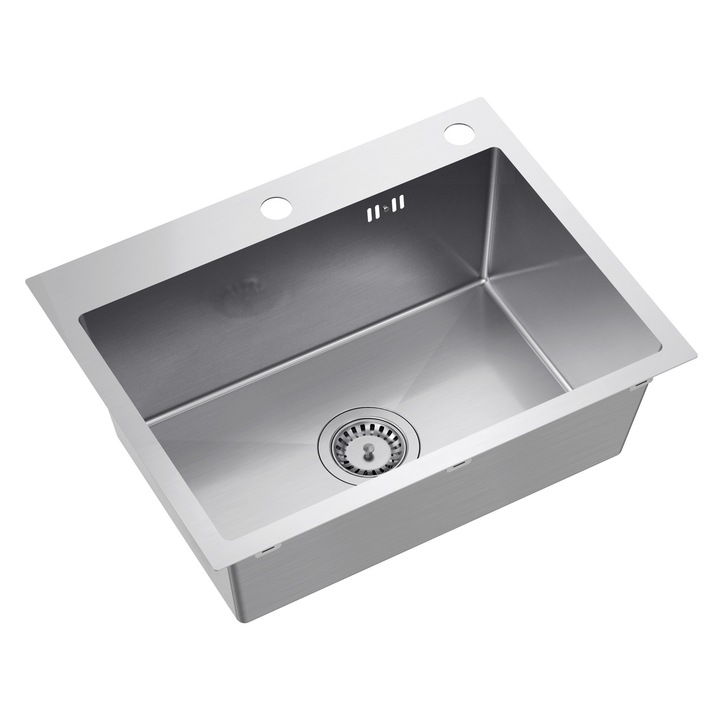 Chiuveta Quadron LUKE 110 Inox 58x45x20 cm silvery Qmata + Introduce + dozator + Bord