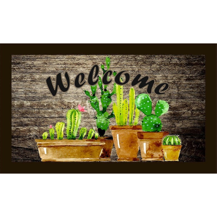 PVC bejárati szőnyeg, 45x70cm, fekete, csúszásmentes, könnyen tisztítható