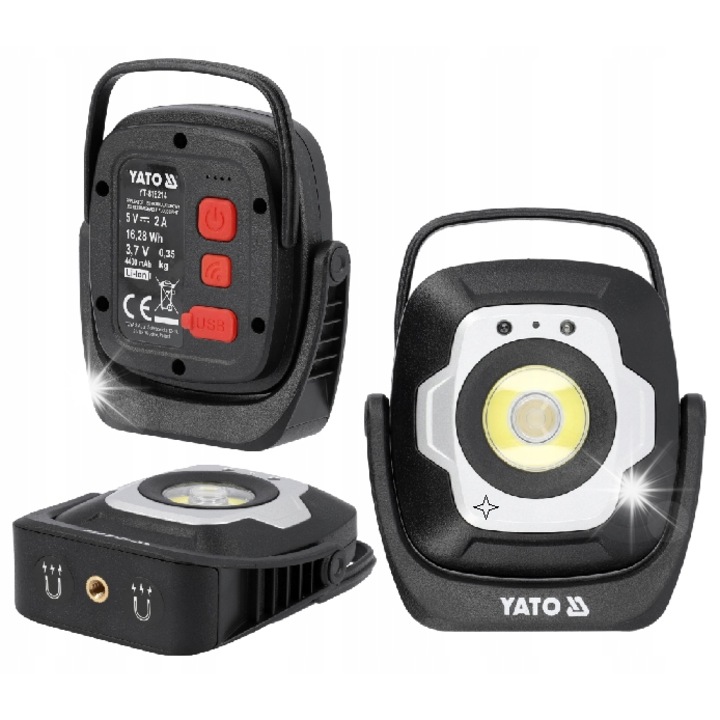 Reflector portabil YATO 10W 1200LM, cu senzor de miscare, 130x130x40mm, 4400mAh