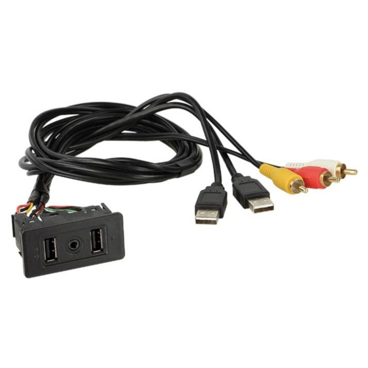 Гнездо за автомобил USB/RCA ACV, 2x USB, 1x AUX, 27x55mm