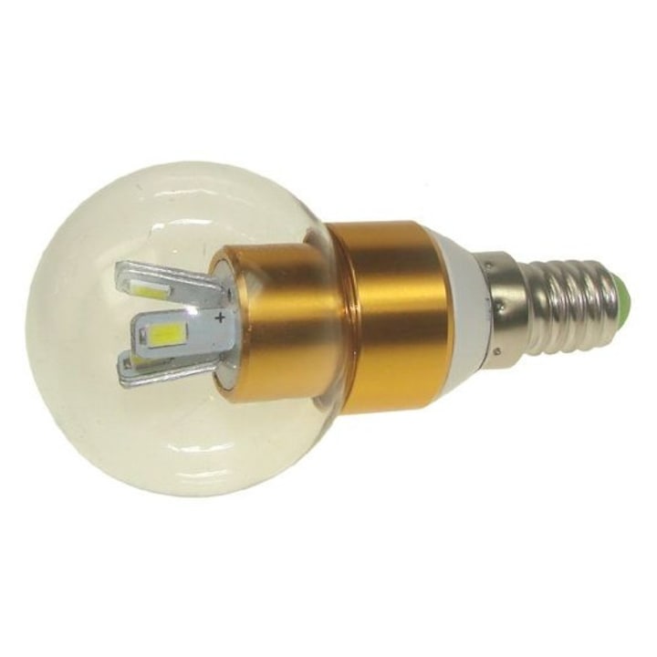 Bec LED Wisniowski E14 3W, 6 dioda SMD5730, 260-290lm, átlátszó fehér