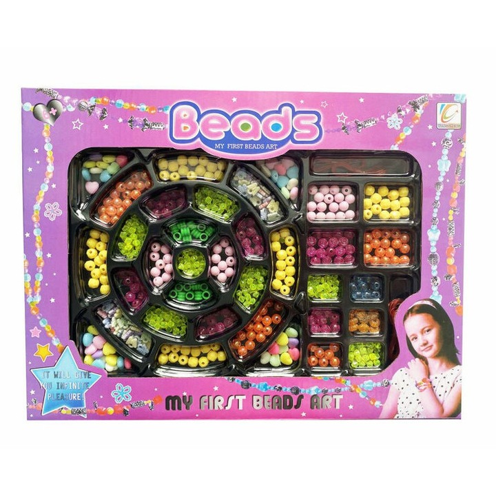 Set margele stelate pentru confectionat bijuterii, 36x3x27cm, multicolor, pentru fete