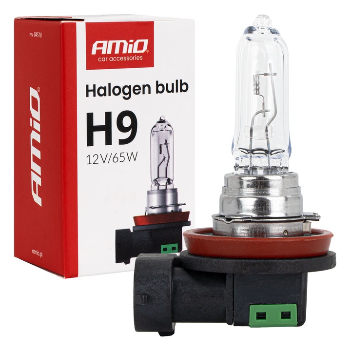 Bec halogen H9 12V 65W PGJ19-5, AMiO, univerzális alkalmazhatóság, rezgésálló