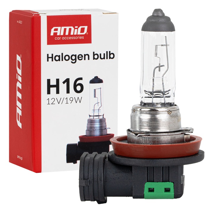 Bec halogen H16 12V 19W PGJ19-3 AMiO pentru lumini de ceata si lumini de zi