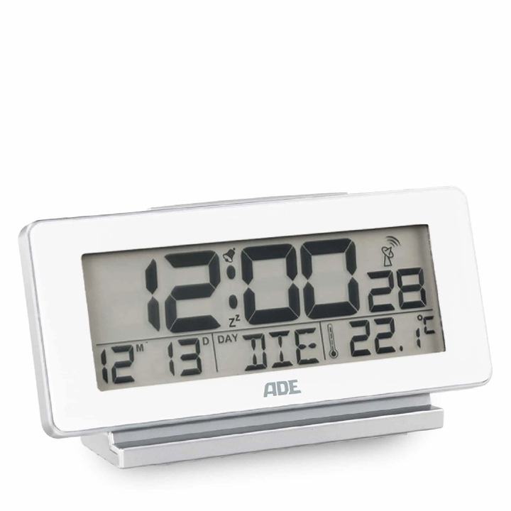 ADE elektronikus ébresztőóra naptárral és hőmérővel, fehér, 12,5x4x8,5 cm