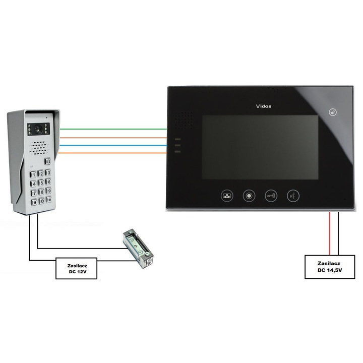 Videodomofon VIDOS M670B/S50D, LCD TFT 7'', 2 intrari, 3 monitoare, montaj pe tencuiala