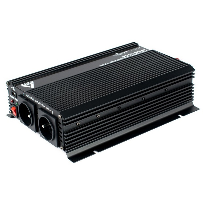 AZO Digital IPS-3200 autó invertor, 3200W, 2x230VAC, USB, 22/30 VDC, 325x208x77mm