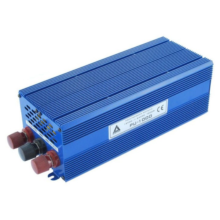 AZO Digital PU-1000 feszültségkonverter, 10/20 VDC - 48 VDC, 1000W, 270x109x96mm, aktív ventilátor