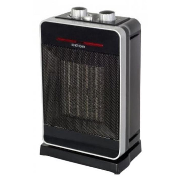 Aeroterma ceramica, Rovitech, 2000W, 2 trepte, oscilatie, negru, 20x15x28cm