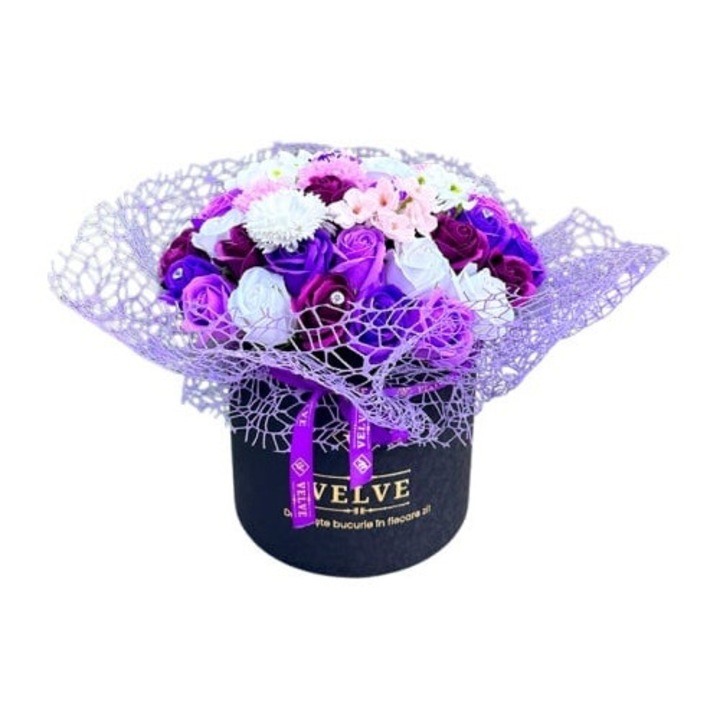 Aranjament floral Ametist, 20 cm, Multicolor