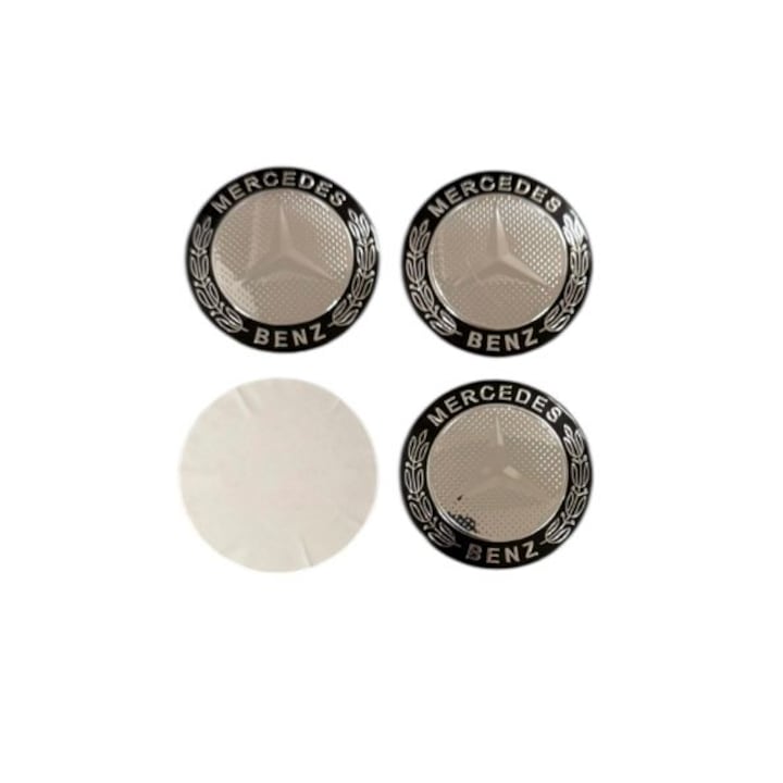 4 db öntapadós Mercedes Benz matrica, 56 mm-es, fekete