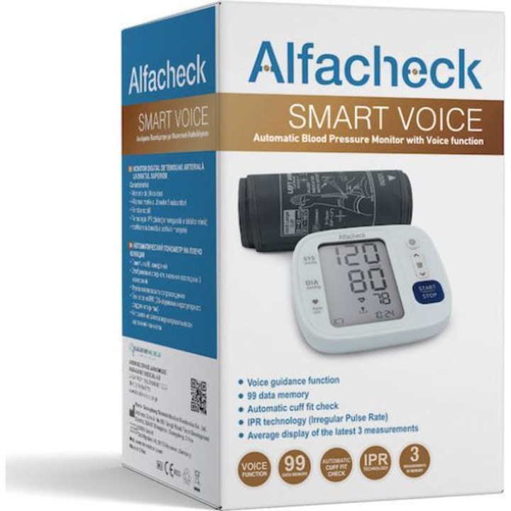 Tensiometru automat, ALFACHECK, functie vocala, 99 memorii, marime compacta