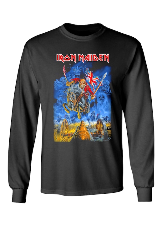 Hosszú ujjú póló, Iron Maiden, lovas, ágyú, Fekete