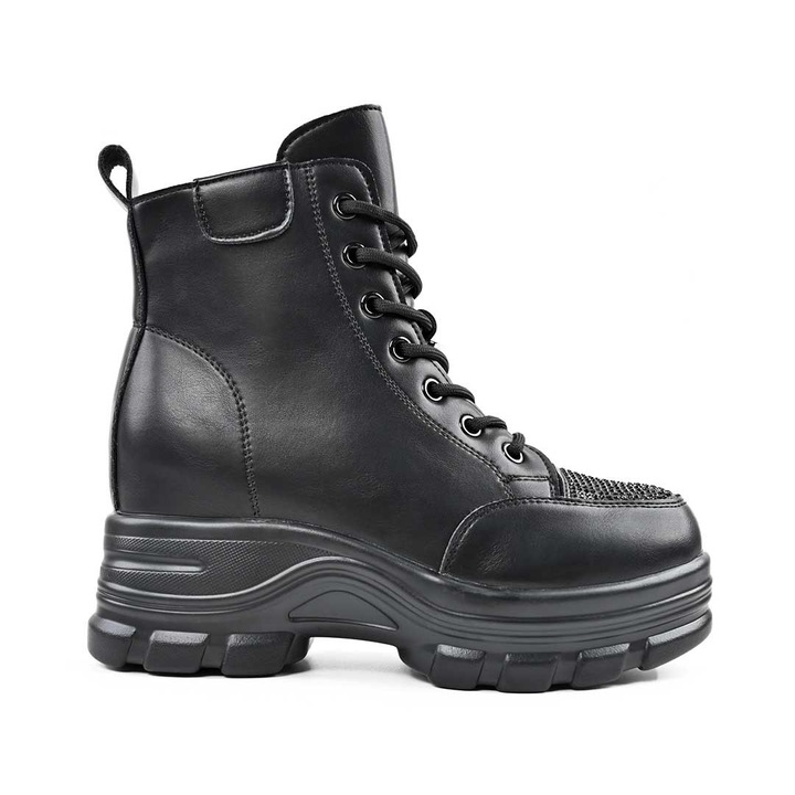 Ghete de dama, Din piele ecologica cu interior imblanit, GD1118, Negru 38