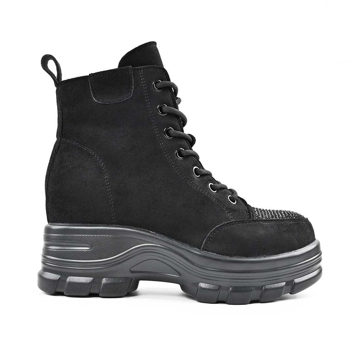 Ghete de dama, Din piele ecologica cu interior imblanit, GD1118, Negru 39