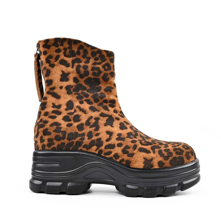 Ghete de dama, Din piele ecologica cu interior imblanit, GD1119, Leopard 38