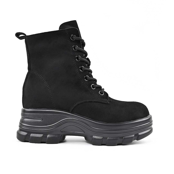 Ghete de dama, Din piele ecologica cu interior imblanit, GD1121, Negru 37