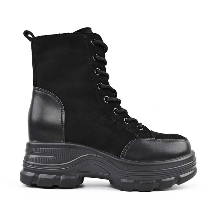 Ghete de dama, Din piele ecologica cu interior imblanit, GD1122, Negru