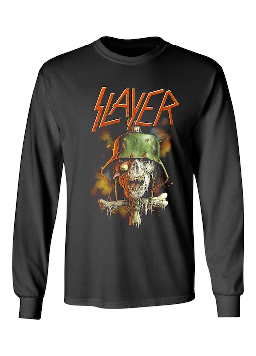 Hosszú ujjú póló, Slayer, sisak, Fekete