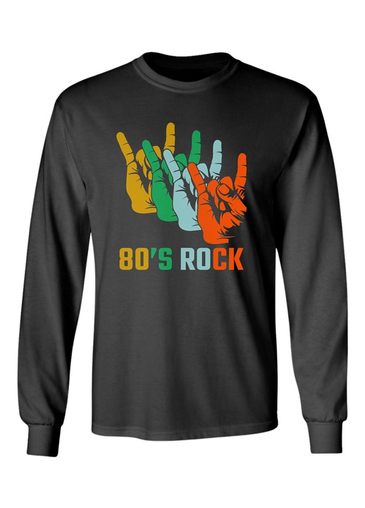 Hosszú ujjú póló, 80-as évek, Rock, Fekete