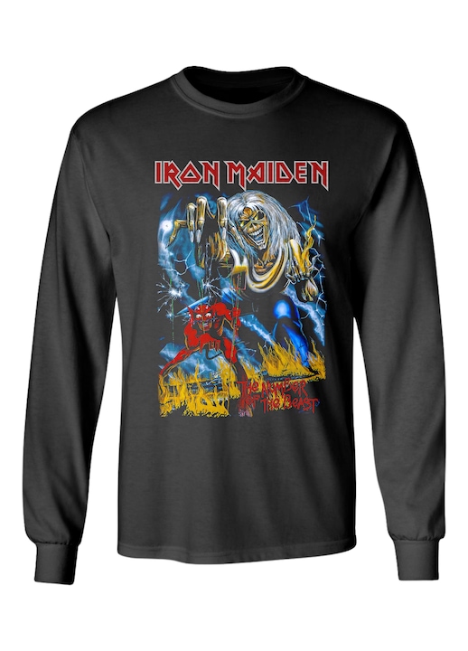 Hosszú ujjú póló, Iron Maiden, The number of the beast, Fekete