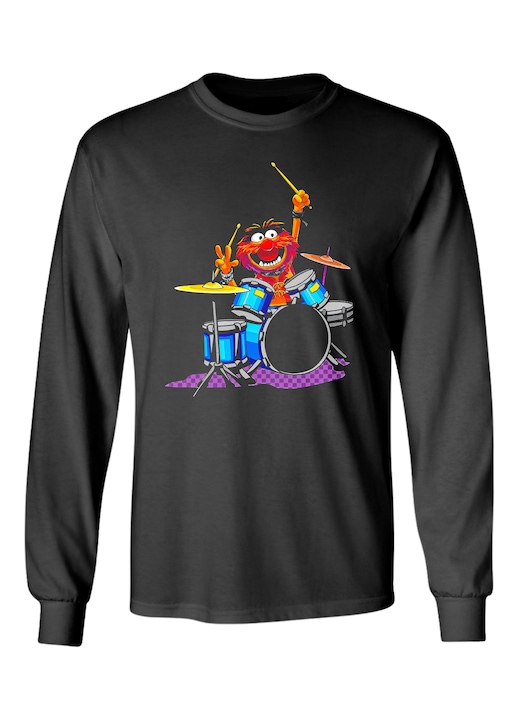 Hosszú ujjú póló, Animal, Muppets, Dobos, Fekete