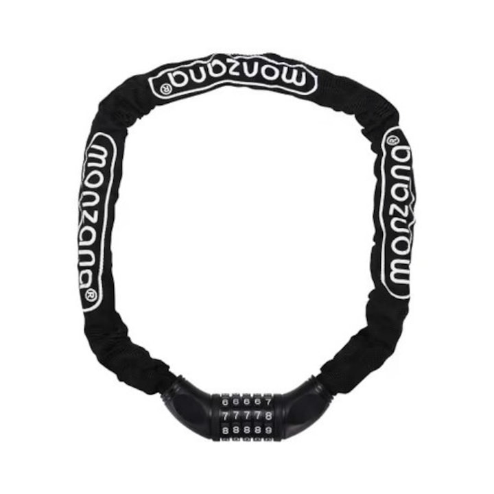 Antifurt pentru bicicleta Monzana, 120 cm, cod numeric, 6 mm grosime, otel, Negru