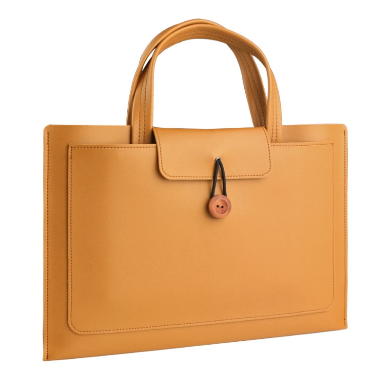Geanta laptop Joyoy®, tip briefcase, 3 compartimente, piele ecologica impermeabila, maro, 15.6/16 inch