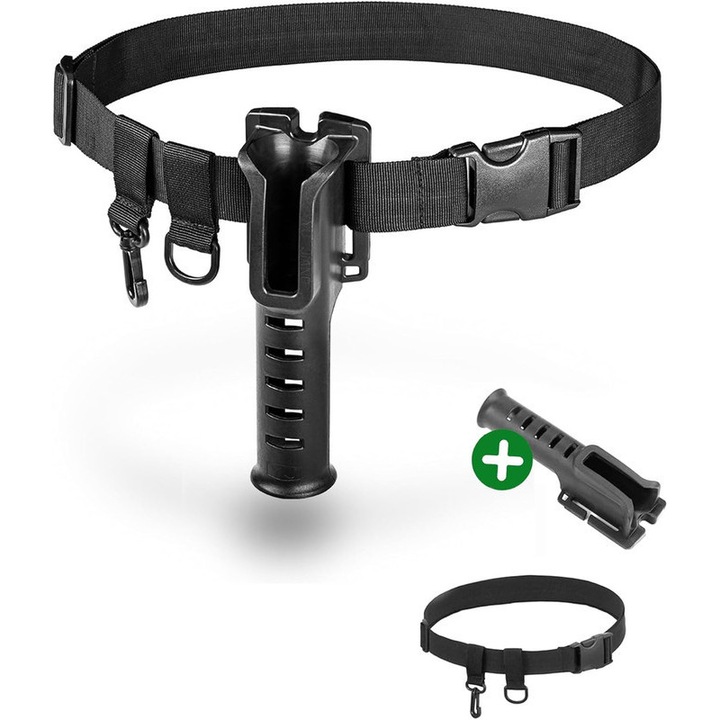 Centura de pescuit cu suport pentru undita, Joyoy®, ajustabil, negru, 8x7.5x21cm, pentru undite cu diametru sub 3.5cm