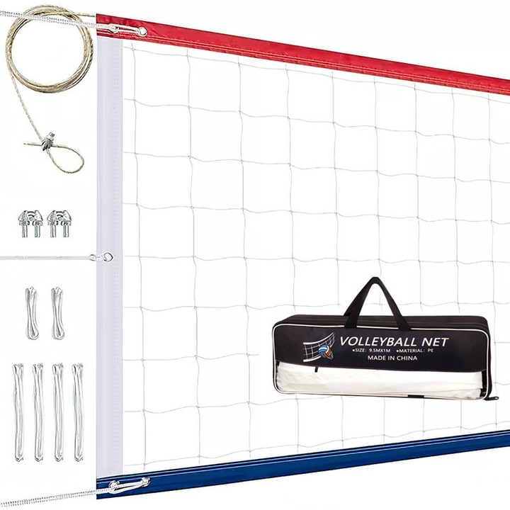 Plasa de volei profesionala Joyoy®, 9,5m x 1m, rezistenta la intemperii, cu geanta de transport