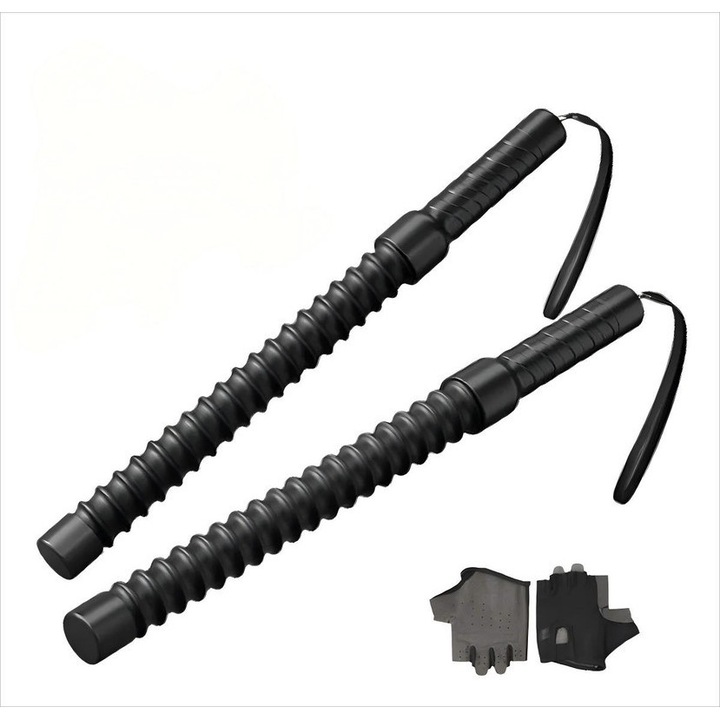 Joyoy® kötél nélküli harci kötél, 2 db-os szett, csúszásmentes fekete kesztyűk, 50 cm, hordozható kivitel