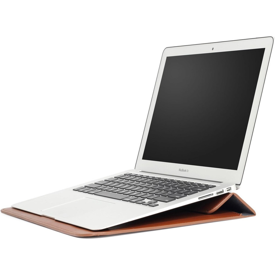 Husa pentru laptop 13.3", Joyoy®, piele impermeabila, design ultra-subtire, maro, cu suport, include geanta accesorii