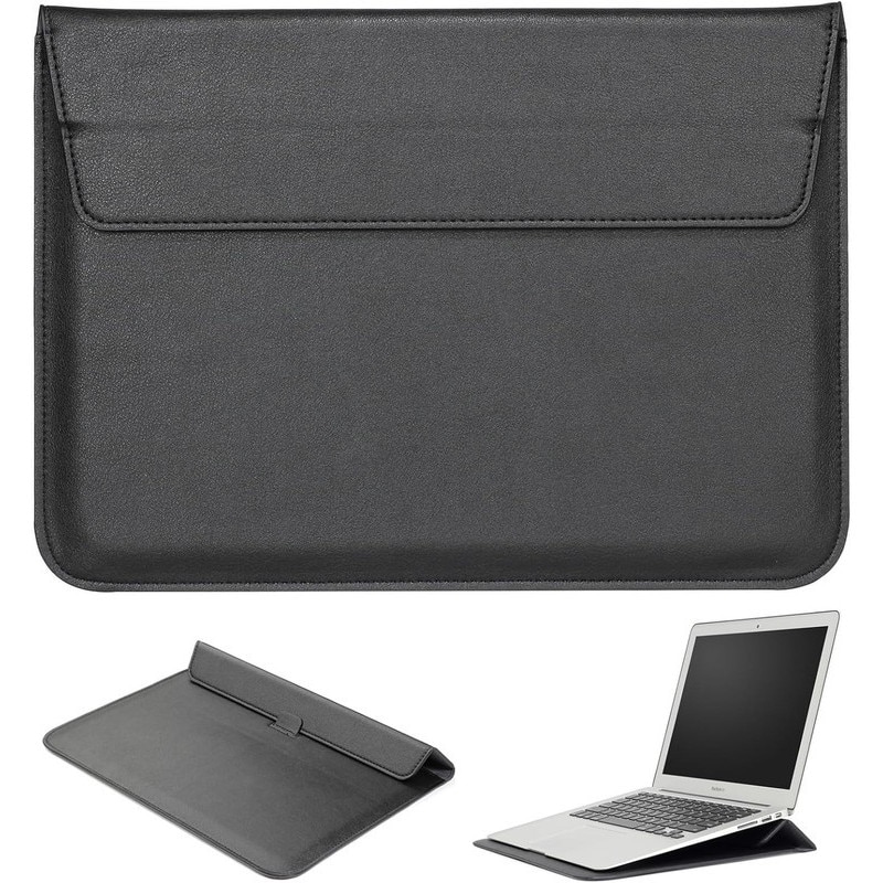 Husa laptop 15.6 inch, Joyoy®, piele impermeabila, design ultra-subtire, neagra