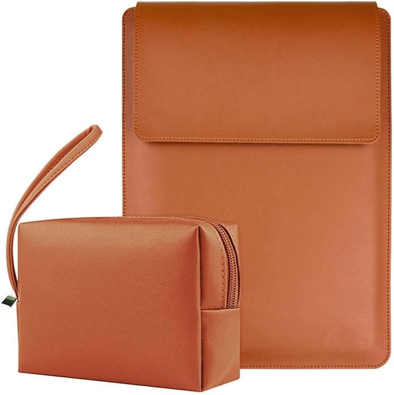 Husa laptop Joyoy®, 13-14 inch, maro, 25x34cm, multifunctionala, piele ecologica