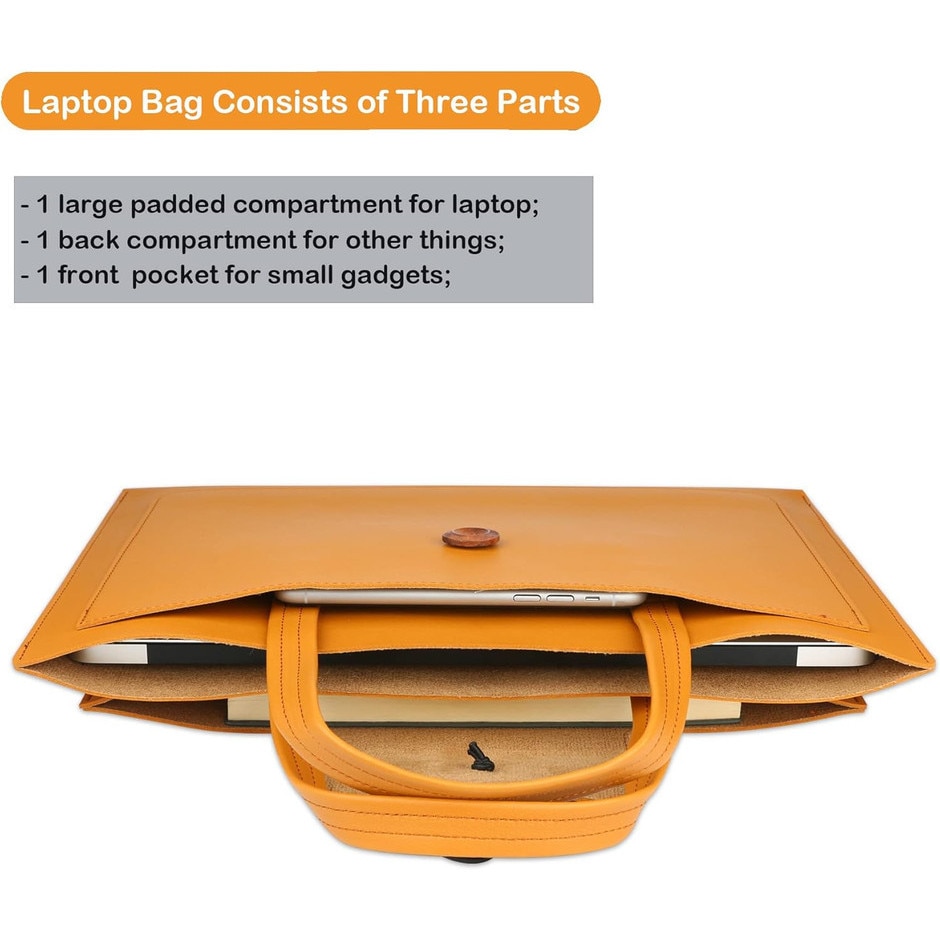 Geanta laptop Joyoy®, tip briefcase, 3 compartimente, piele ecologica impermeabila, neagra, 15.6/16 inch