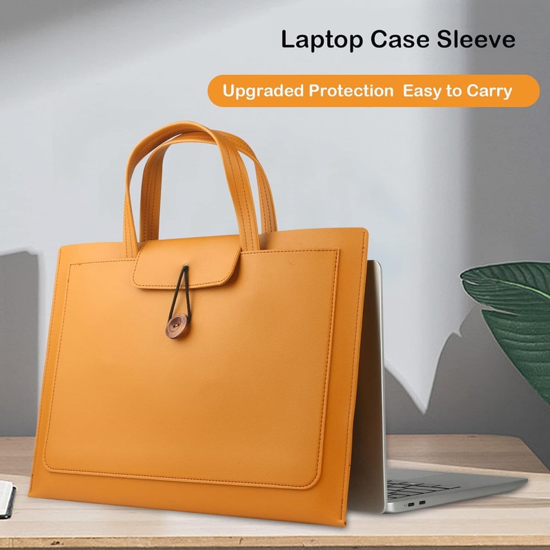 Geanta laptop Joyoy®, tip briefcase, 3 compartimente, piele ecologica impermeabila, neagra, 15.6/16 inch