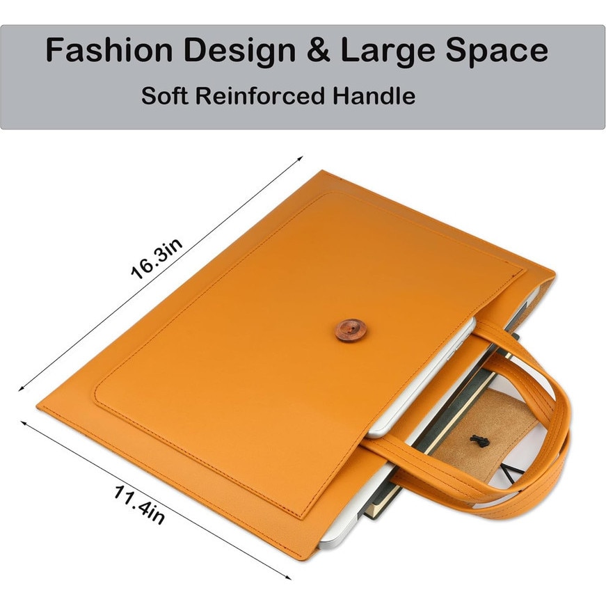 Geanta laptop Joyoy®, tip briefcase, 3 compartimente, piele ecologica impermeabila, neagra, 15.6/16 inch
