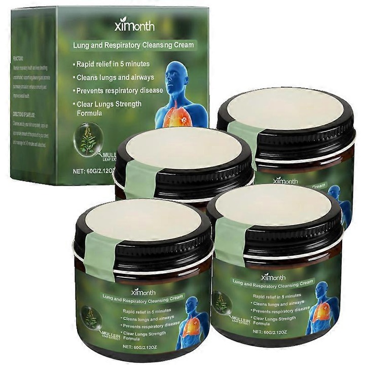 Tüdőtisztító krém, Ximonth, 60ml, 4 darabos szett, javítja a légzést, légzéstámogatás