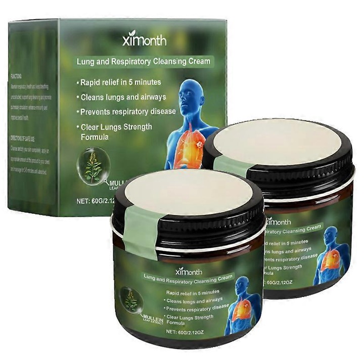 Tüdőtisztító krém, 60ml, 2 darabos szett, javítja a légzést, légzéstámogatás, Ximonth