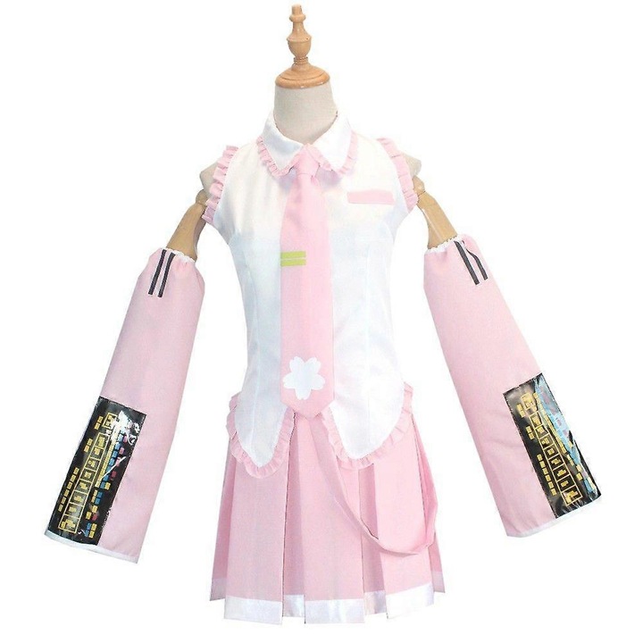 Costum carnaval Hatsune, roz, set complet, dimensiuni XS-XXXL