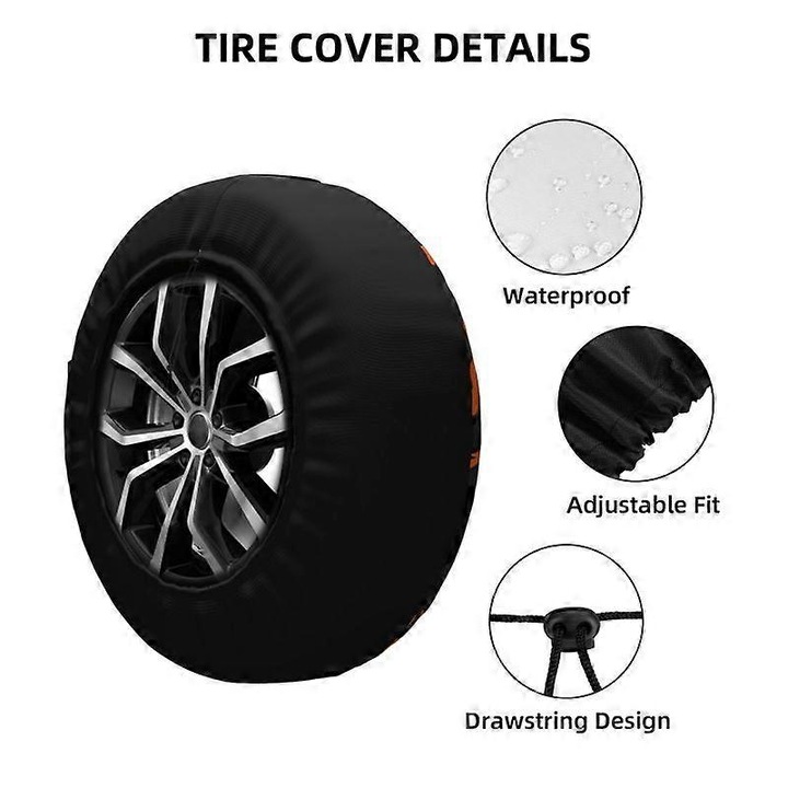 Husa auto pentru roata de rezerva camuflaj negru-portocalie, 14-17 inch, pentru Jeep Grand Cherokee 4WD 4x4