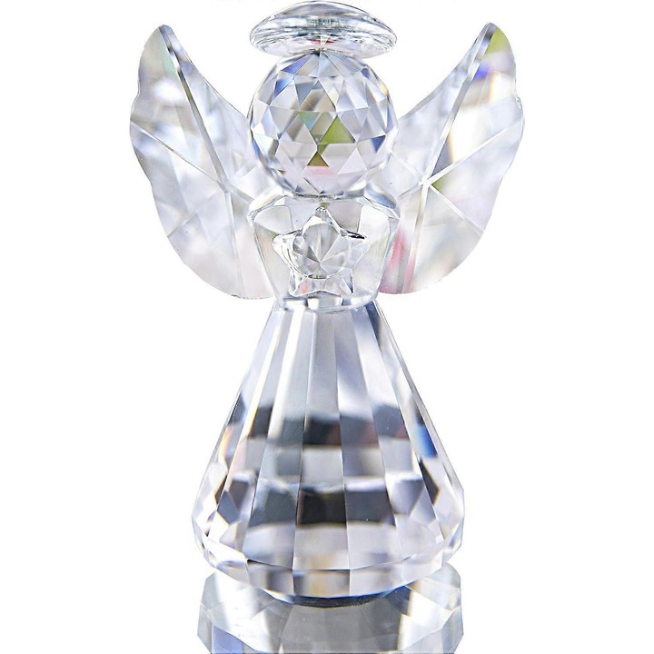 Kristály angyal figura, 8.5x5.6cm, kézzel készített, otthoni dekorációs dísz, ideális ajándék