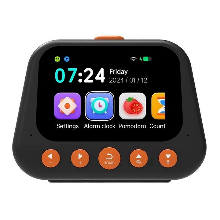 Ceas desteptator inteligent pentru copii, multifunctional, design colorat, reincarcabil, negru