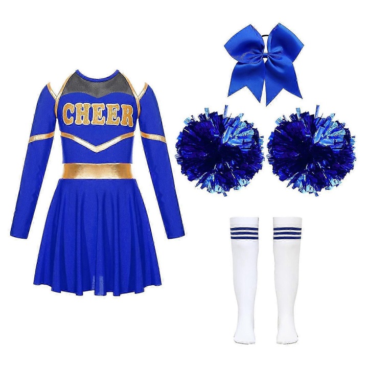 Costum de dans pentru fete, set 5 piese, albastru, 9-10 ani